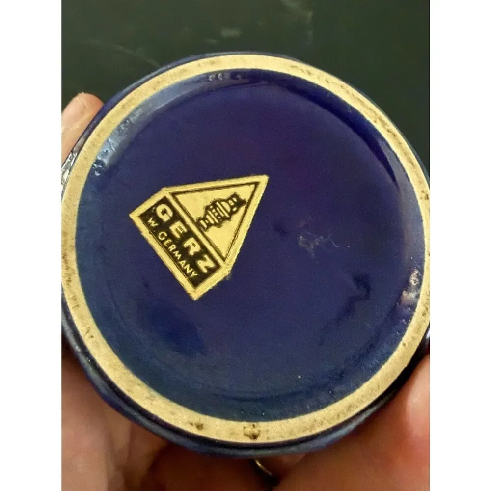 VINTAGE GERZ COBALT BLUE Stoneware W GERMANY Cup/Votive/Dish Small